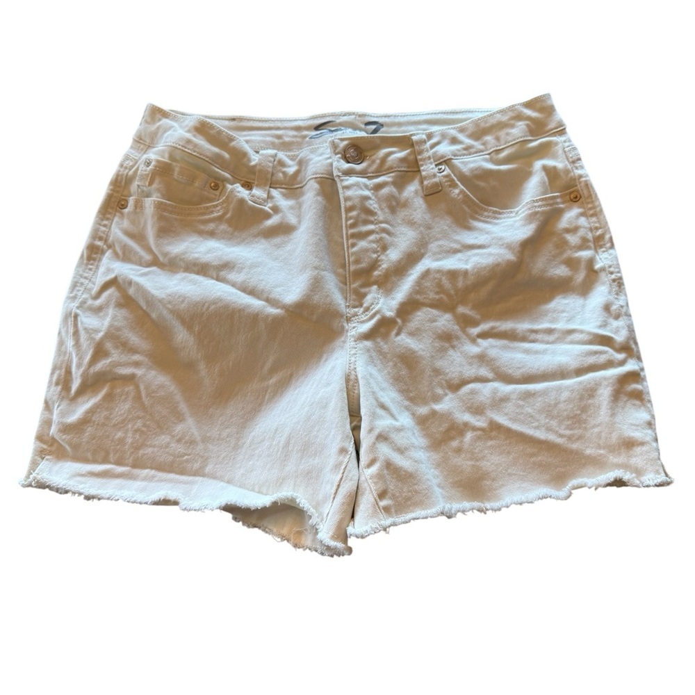 Seven7 White Jean Shorts with Raw Hem 12
